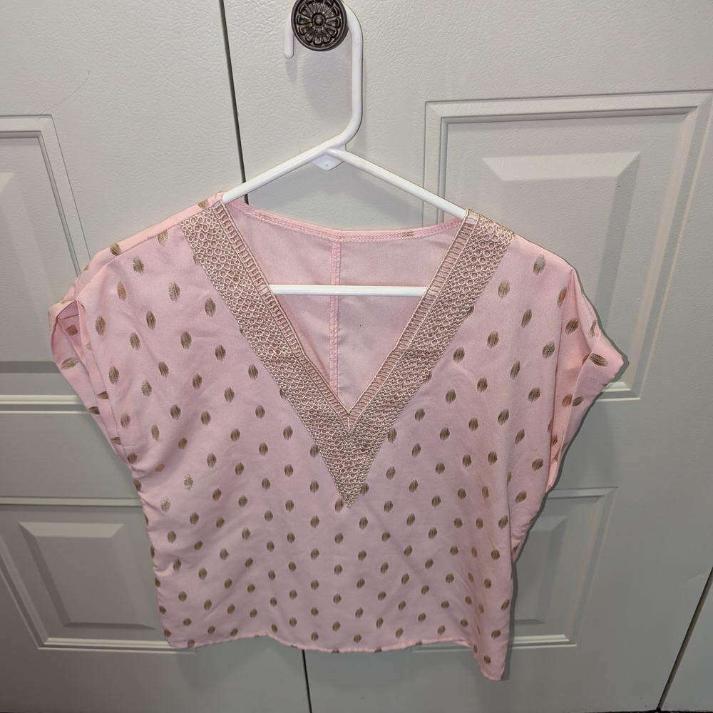 SHEIN Pink Blouse with Gold Accents